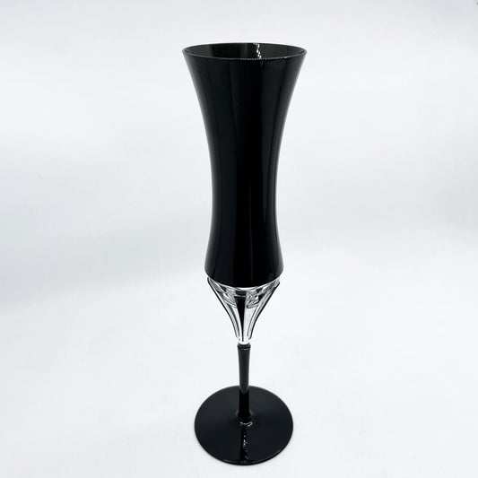 保谷クリスタル HOYA CRYSTAL ブラックベルベット BLACK VELVET シャンパングラス コーンカットステム型 カラーガラス 美品 ●