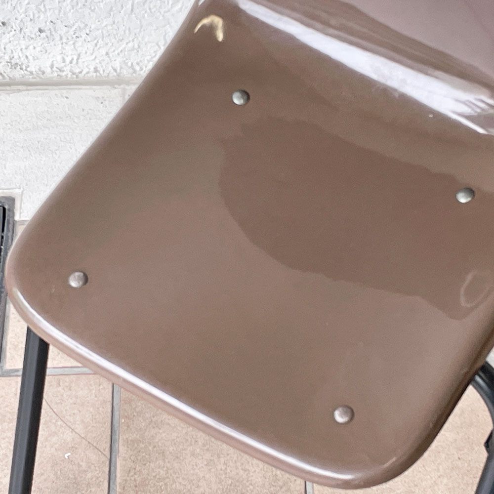 コトブキ KOTOBUKI スタッキングチェア FRP製 シェルチェア スチール脚 ブラウン 剣持勇デザイン ビンテージ ジャパニーズミッドセンチュリー A ◇
