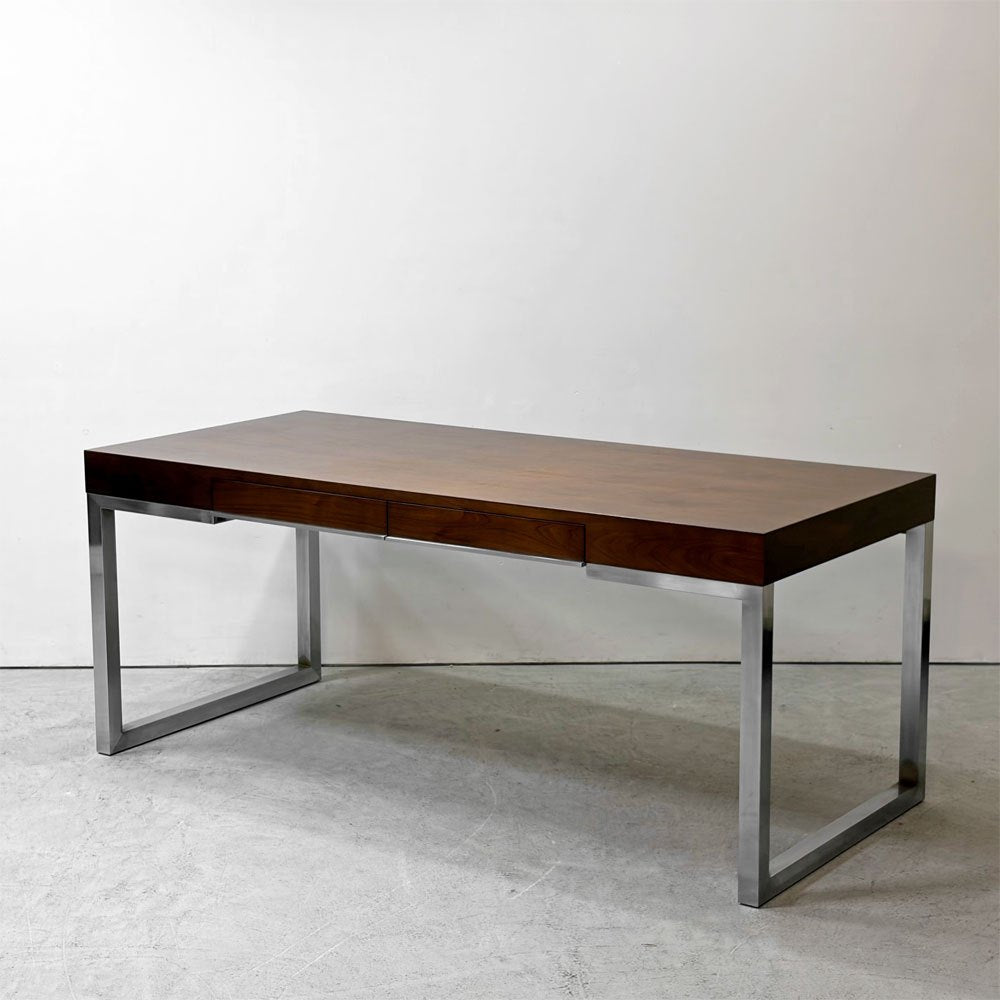 イデー IDEE アティーノ ATINO デスク ダイニングテーブル ワークテーブル ウォールナット材 スチール 抽斗2杯 W180cm モダンデザイン 廃番希少 ●