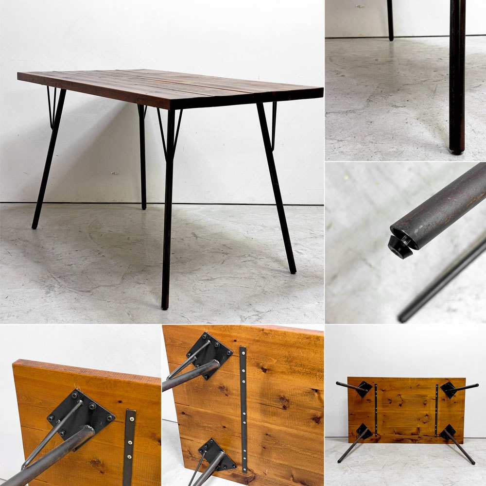 ジャーナルスタンダードファニチャー j.s.F サンク SENS ダイニングテーブル W120cm オーク無垢材 スチール脚 インダストリアル 廃番 ●