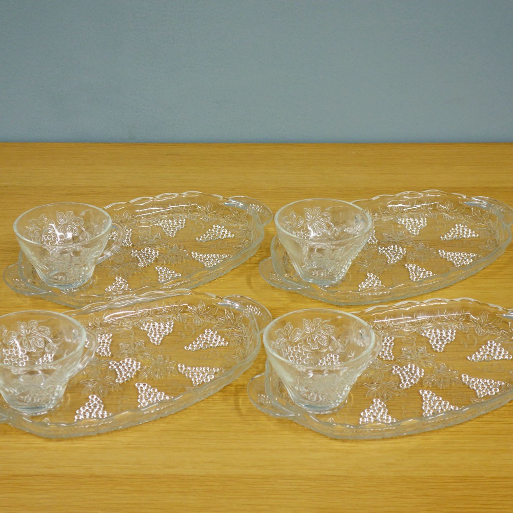 アンカーホッキング ANCHOR HOCKING セルバスナックセット Serva Snack Set カップ&プレート 4点セット 箱付 ビンテージ ◎