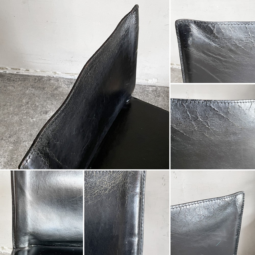 カッシーナ Cassina キャブチェア 412 CAB CHAIR アームレス 本革 ブラック マリオ・ベリーニ MoMA イタリアンモダン 定価￥385,000- ■