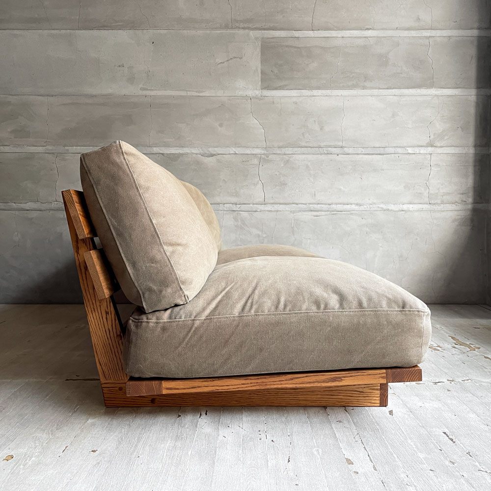 モモナチュラル MOMO Natural クラウドローソファ CLOUD LOW SOFA 2Pソファ 2人掛け オーク材 帆布 ベージュ 参考定価￥154,000- ♪