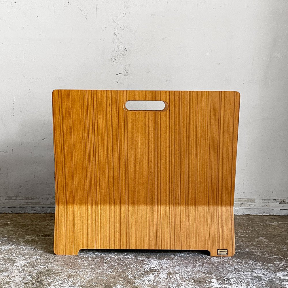 サイトーウッド SAITO WOOD プライウッド マガジンラック チークグレイン アユース材 ハンドル付き W44cm 廃番モデル ■