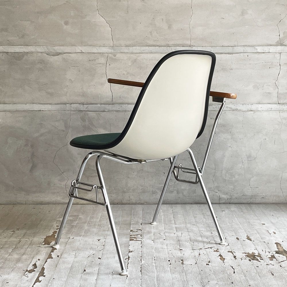 ハーマンミラー Herman Miller サイドシェルチェア セカンド 2nd ビンテージ アプホルスター スクールベース 肘掛けテーブル付 イームズ ミッドセンチュリー A  ♪