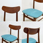 デンマークビンテージ Danish Vintage オーク材 ダイニングチェア ファブリック座面 スカイブルー 北欧家具 ●