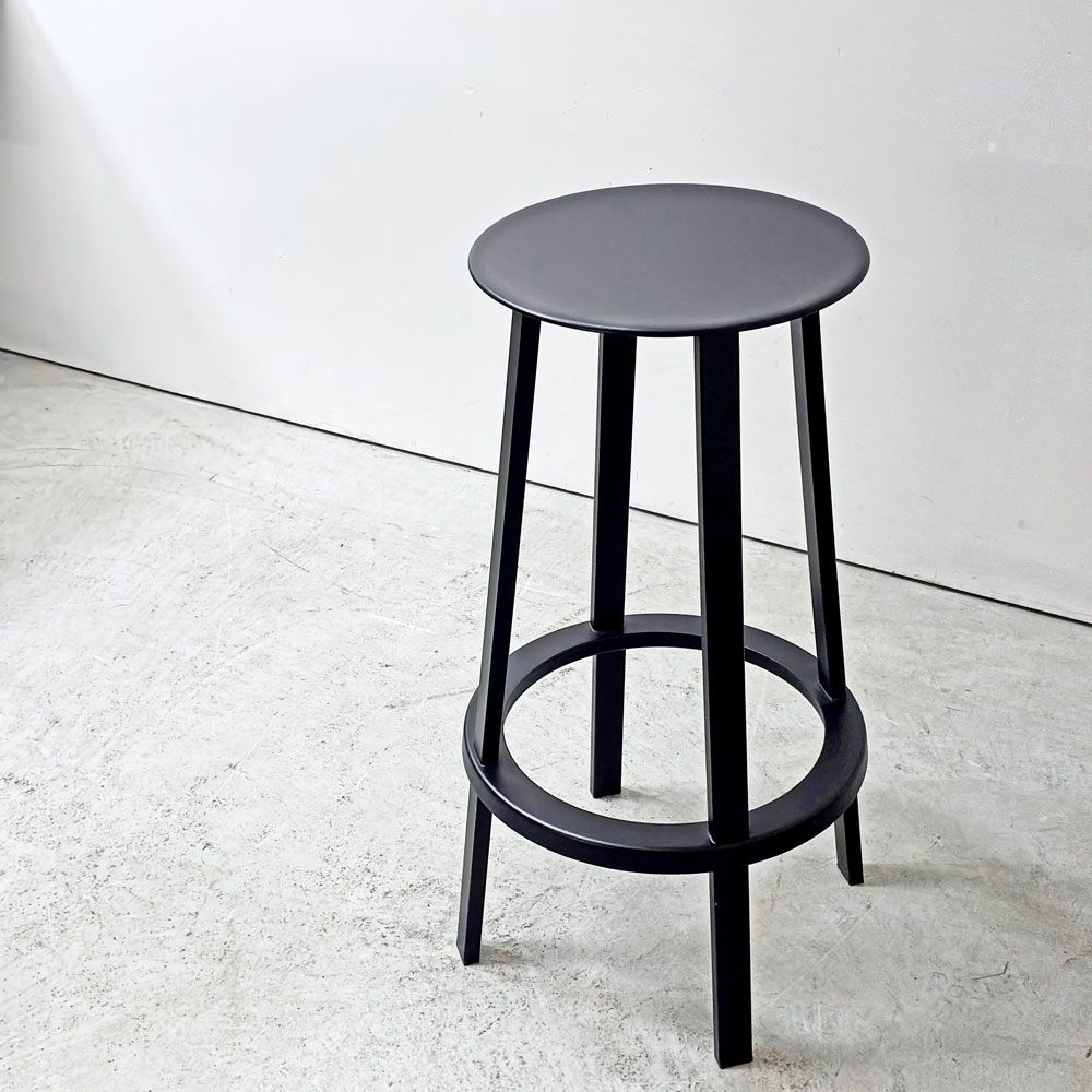 ヘイ HAY リボルバー バースツール ハイ REVOLVER BAR STOOL HIGH H76cm ブラック 回転式座面 レオン・ランズメイヤー デンマーク 定価￥56,100 - A ●
