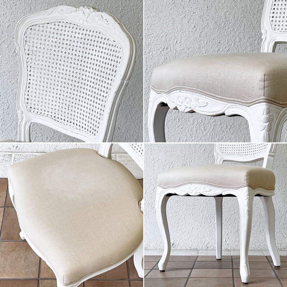 サラグレース Sarah Grace SGD デビュー ダイニングチェア DEBUT DINING CHAIR CHARM BD WHITE&NATURAL LINEN ラタンバック アンティーク風 参考定価 \55,000- B ◇