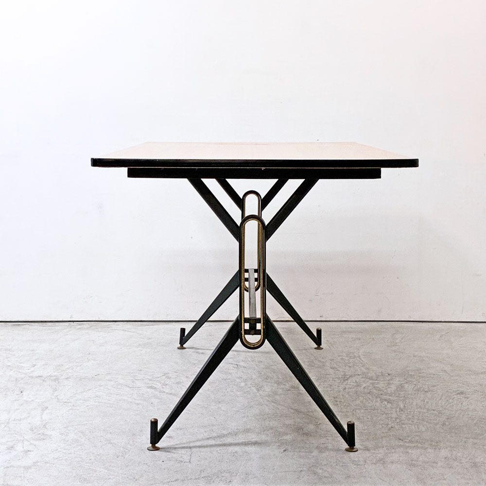 ザ・コンランショップ THE CONRAN SHOP ビンテージアイアンレッグ ダイニングテーブル W150cm 真鍮 高さ調整アジャスター付き ビュッフェテーブル カフェ ビストロ  ●