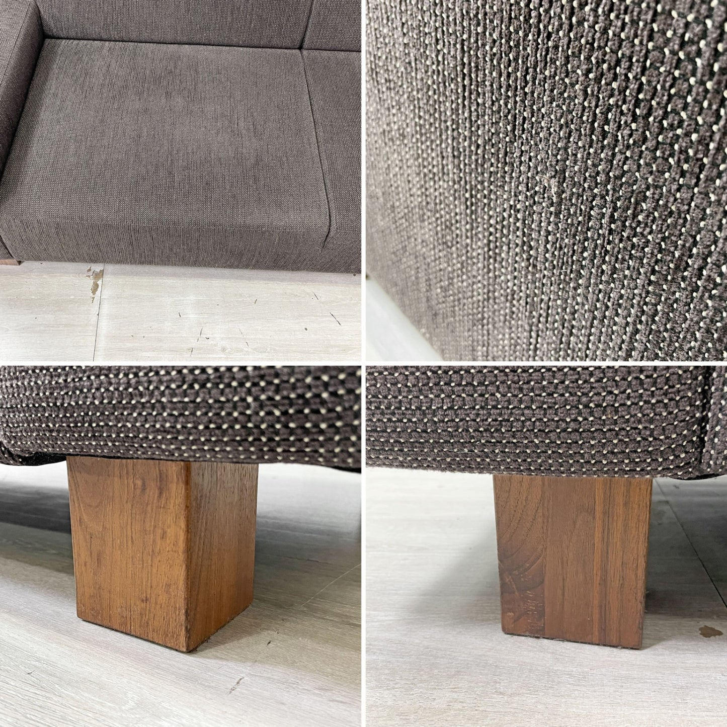 フランネルソファ FLANNEL SOFA ブリック BRICK 3Pソファ ファブリック ウォールナット無垢材 木肘付き ●