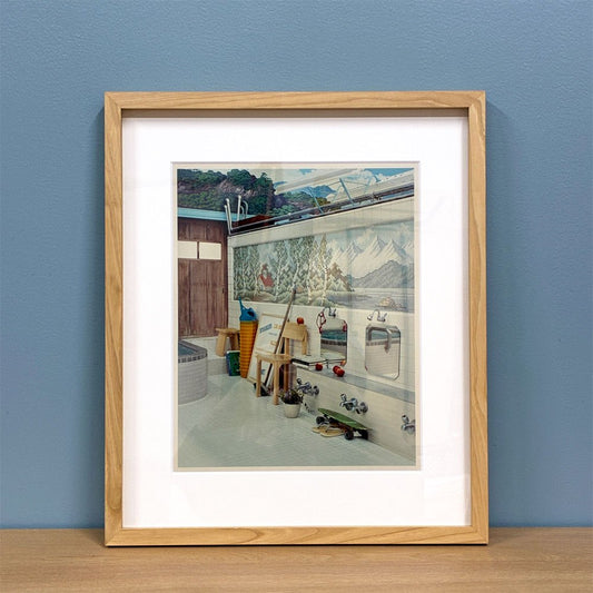 横浪修 写真作品 カリモク木製フレーム 額装品 銭湯 壁掛け 美品 ◎