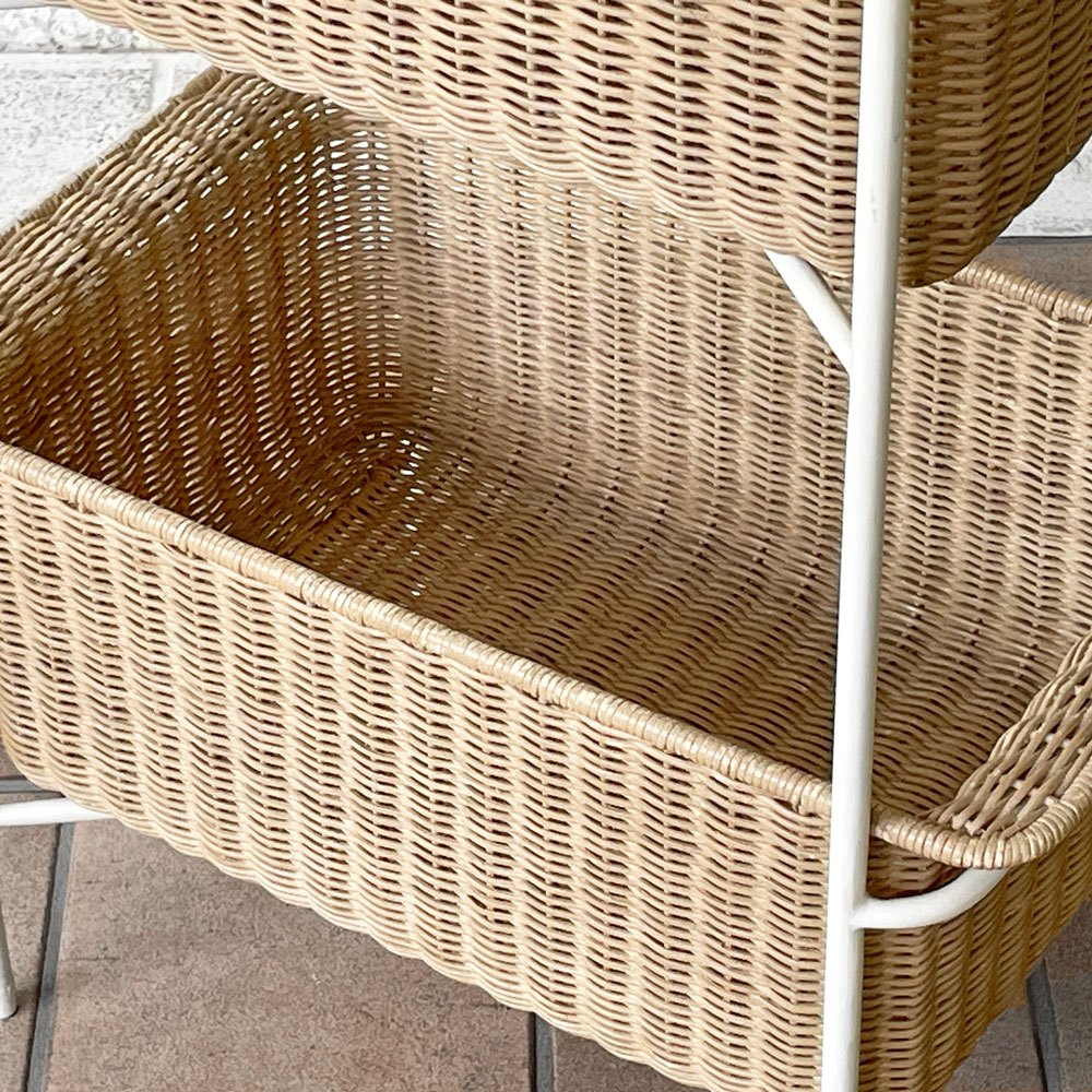 イデー IDEE ワラビー WALLABY バスケットスタンド BASKET STAND ラタン スチール ホワイト 廃番仕様 現行定価49,900円 ◇