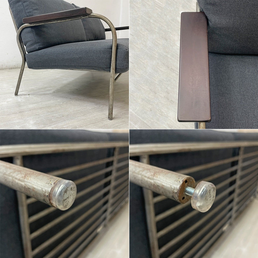 ジャーナルスタンダードファニチャー journal standard Furniture ラバル ソファ LAVAL SOFA 2Pソファ ビンテージスタイル スチール ファブリック ウレタン 新品張替え済み ●