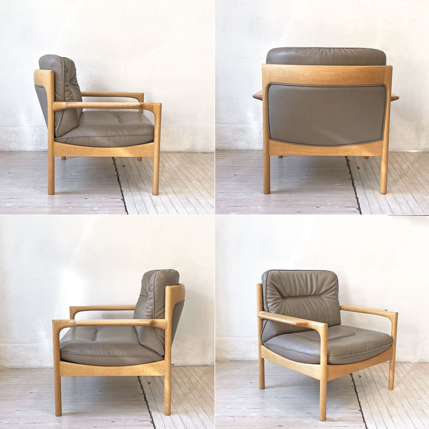 カンディハウス CONDE HOUSE ゴルファー サロン チェア シングルソファ ナラ無垢材 本革 レザー 旭川家具 ★
