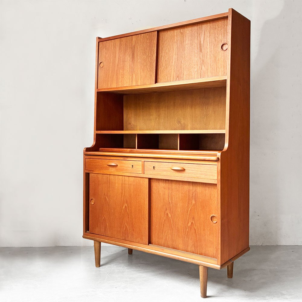 Korinth Mobelfabrik カップボード ライティングビューロー ハロルド ニールセン ハイキャビネット W100㎝ 鍵付き デンマーク 北欧ビンテージ ★