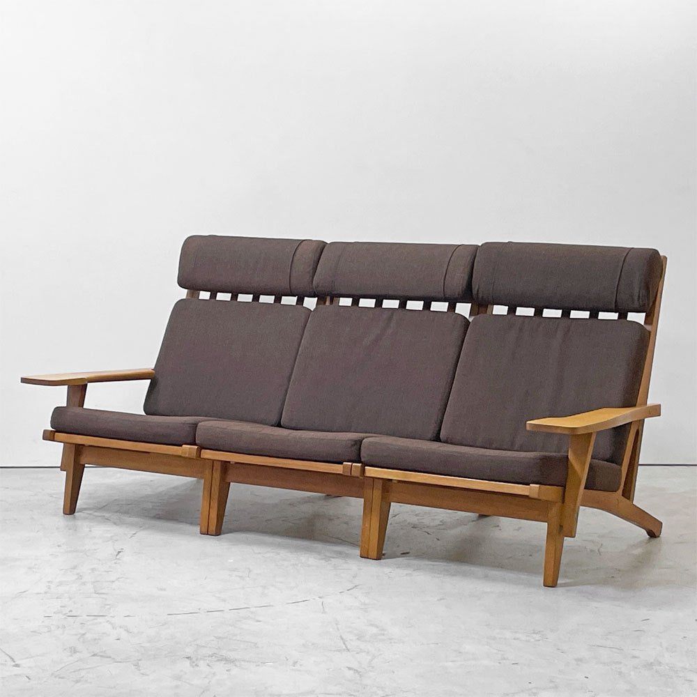 ゲタマ GETAMA GE375 3Pソファ ハイバックチェア オーク材 ブラウン系フ ァブリック ビンテージ ハンス・J・ウェグナー 北欧家具 ●