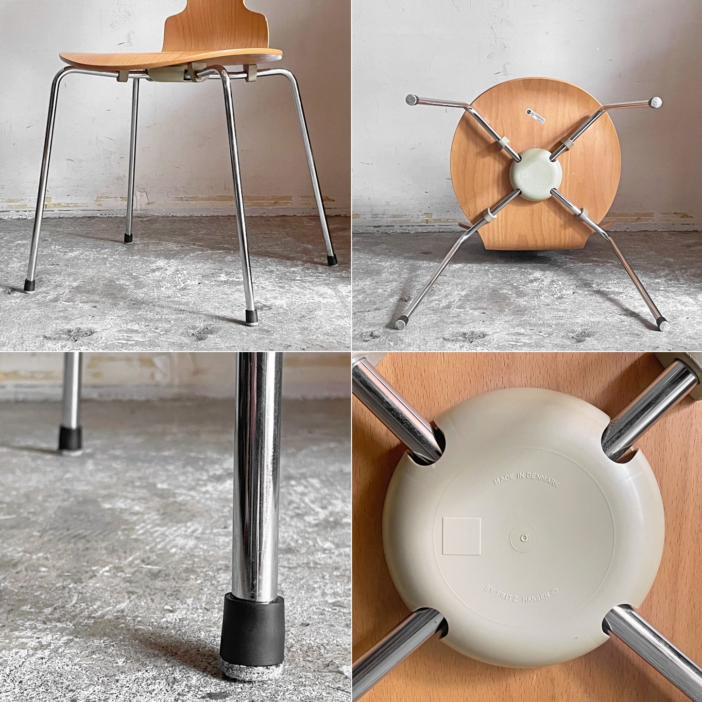 フリッツハンセン Fritz Hansen 3101 アリンコチェア アントチェア 4本脚 ナチュラルビーチ ラッカー仕上げ フェルトグライズ アルネ・ヤコブセン A ■
