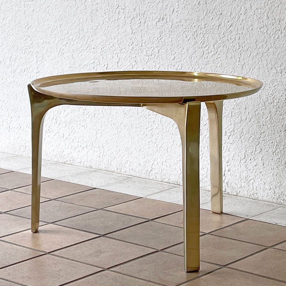 ロッシュ ボボア ROCHE BOBOIS ボウ BOW サイドテーブル コーヒーテーブル トレイテーブル アルミニウム ブラスカラー 真鍮仕上げ Piks Design ◇
