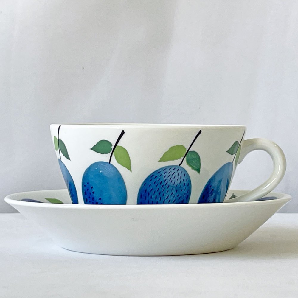 グスタフスベリ GUSTVSBERG プルーヌス Prunus ティーカップ＆ソーサー ビンテージ 北欧食器 スティグ・リンドベリ Stig Lindberg ◇