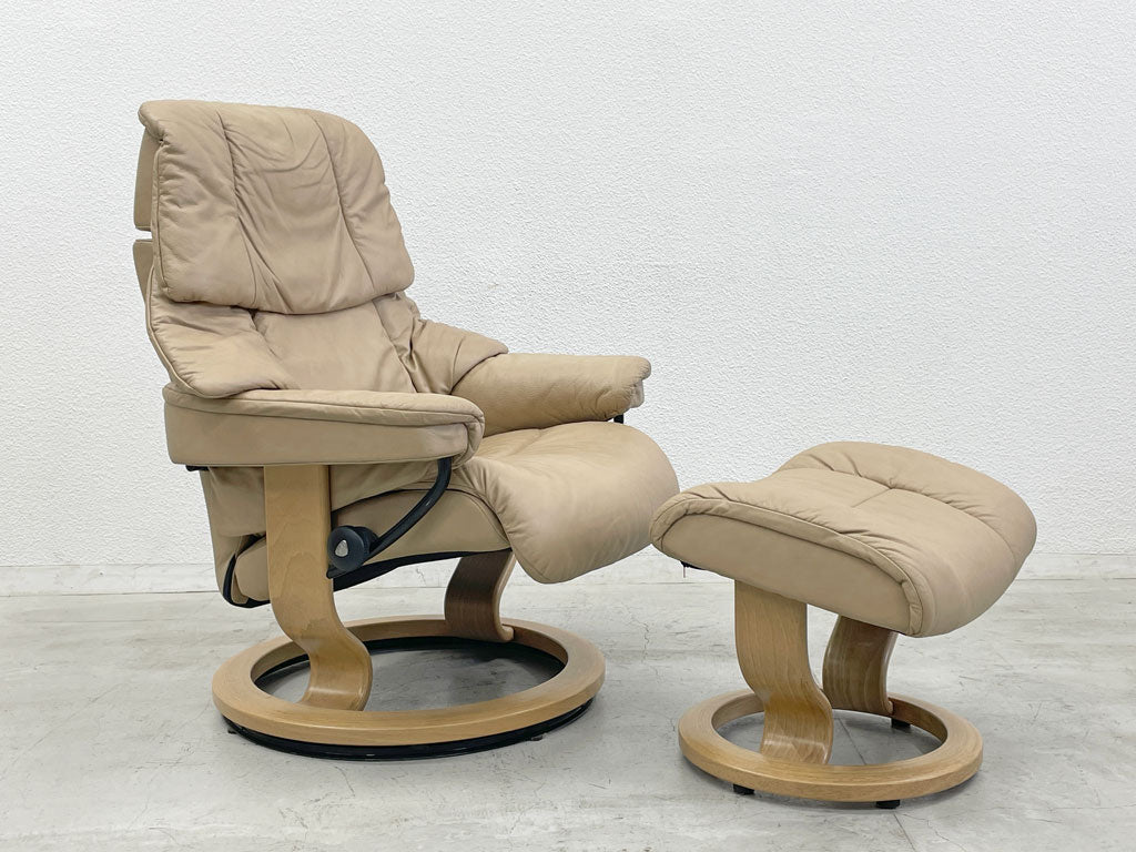 エコーネス EKORNES レノ RENO ストレスレスチェア stressless リクライニングチェア＆オットマン付 パロマレザー ヘッドレスト高さ調整 〓