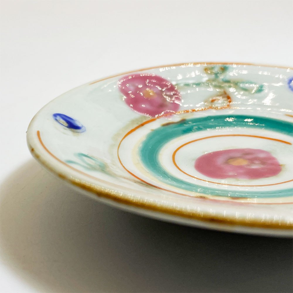 伊藤聡信 Akinobu Ito 色絵 3寸皿 小皿 白磁 花模様 Φ9.5cm 現代作家 ★