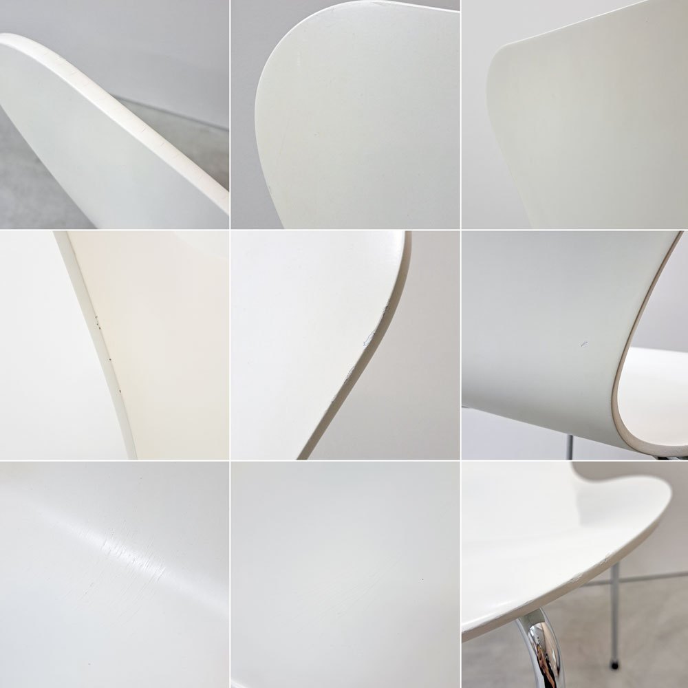 フリッツハンセン Fritz Hansen 3107 セブンチェア ホワイト ラッカー仕上げ スタッキング アルネ・ヤコブセン Arne Jacobsen デンマーク 北欧家具 A ●