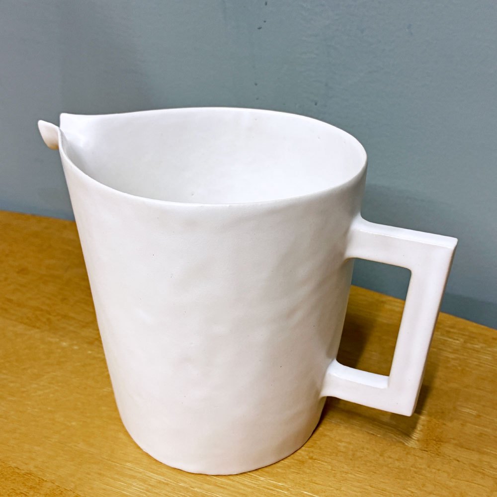 安藤雅信 手付ピッチャー S 白マット釉 陶器 現代作家 ◎