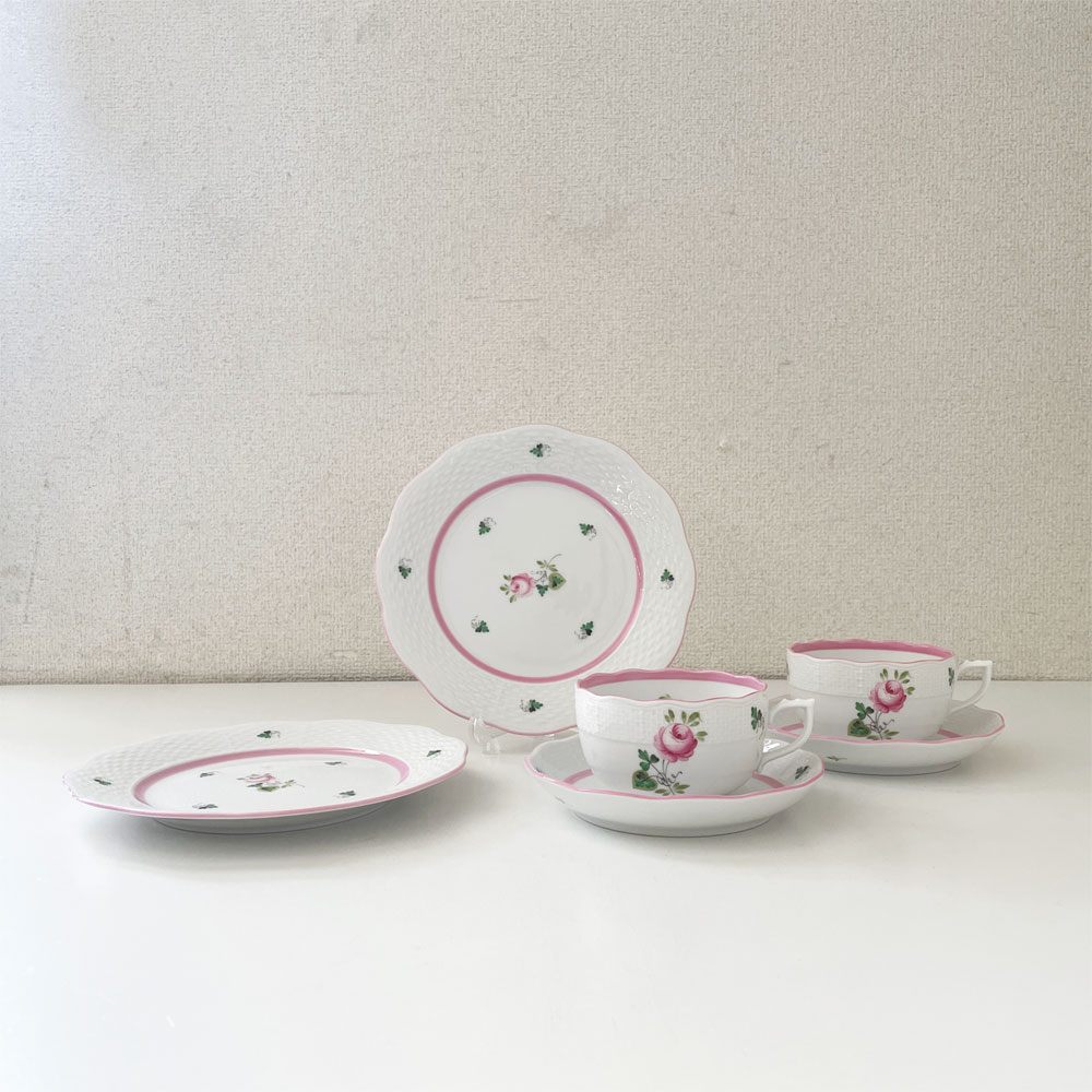 ヘレンド HEREND ウィーンの薔薇 ティーカップ＆ソーサー C/S ピンク 陶器 ハンガリー 定価￥38,500- B ◎