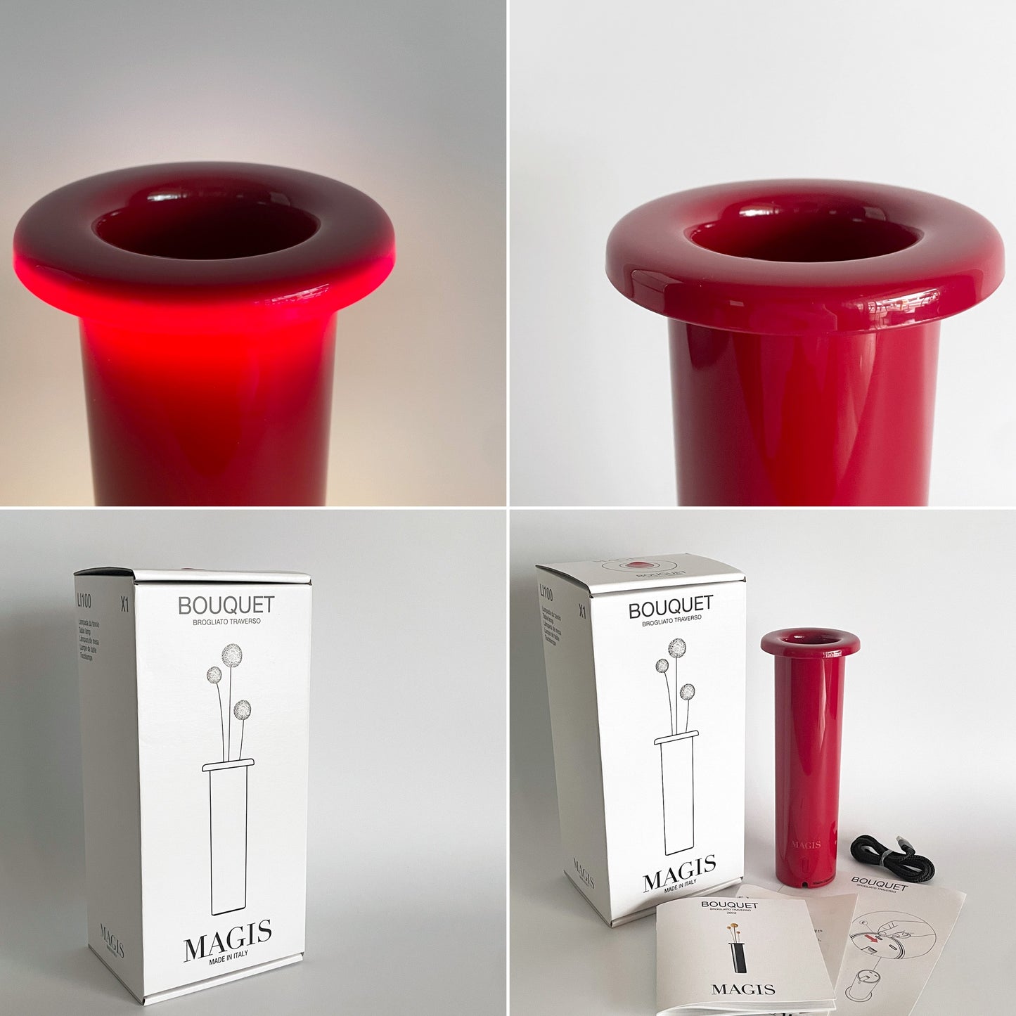マジス MAGIS ブーケ Bouquet ポータブルランプ フラワーベース ボルドー 内蔵型LED 調光可 箱付 ブロリアート・トラヴェルソ 定価￥39,600- 未使用品 ■