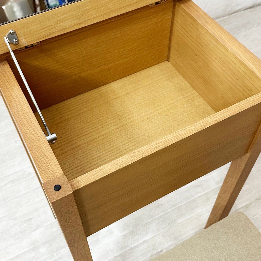 無印良品 MUJI タモ材 コンパクト ドレッサー 化粧台 デスク スツール付 W46cm ナチュラル 廃番 ●