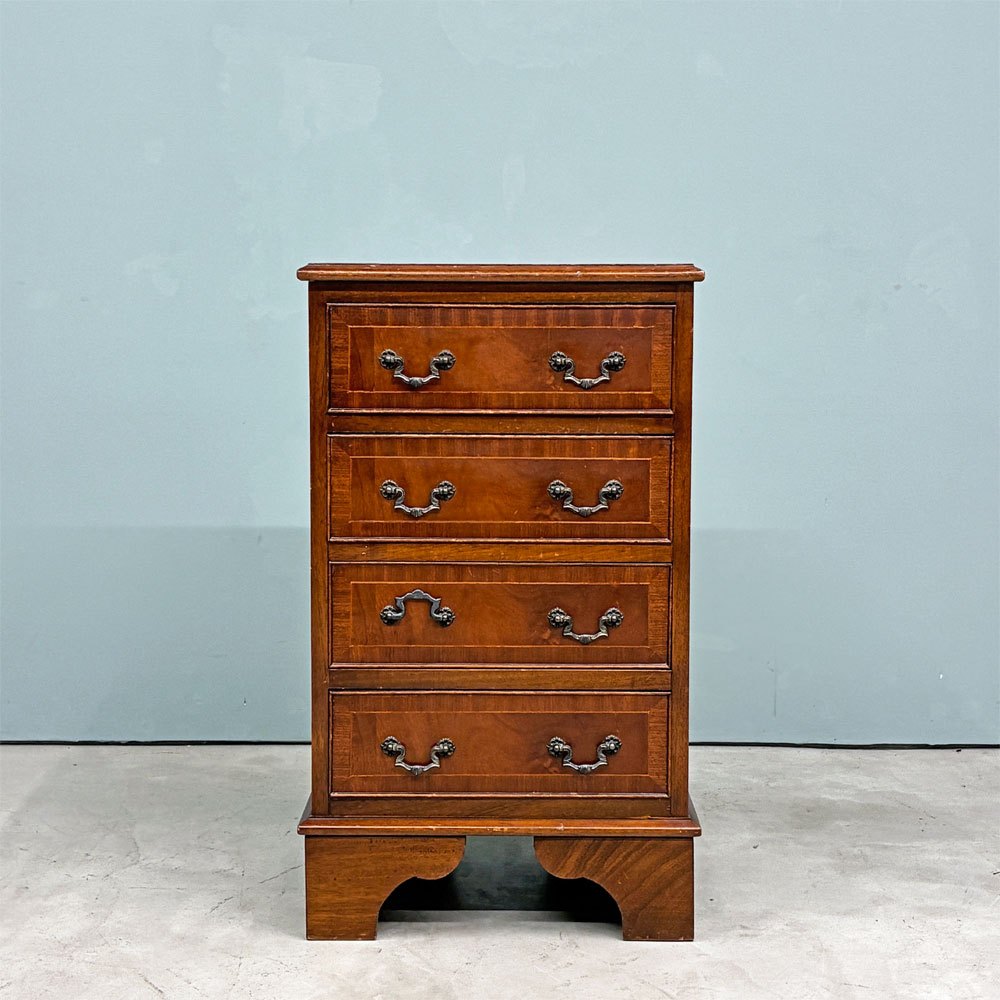 UKビンテージ UK vintage マホガニー材 コンパクトチェスト 4ドロワー H75.8cm 英国家具 ◎