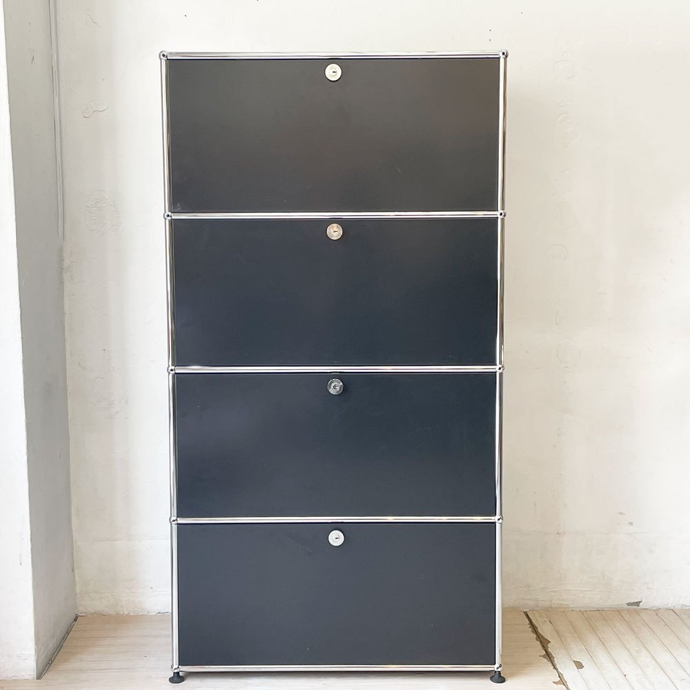 ユーエスエムハラー USM Haller モジュラーファニチャー Modular Furniture キャビネット シェルフ 1列4段 旧型 スイス ★