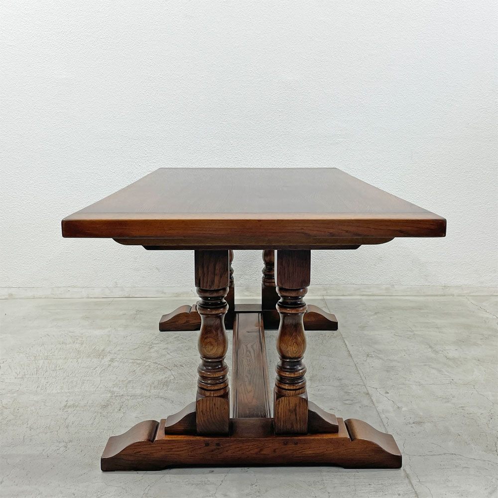 ロイズ・アンティークス Lloyd's Antiques リプロダクションシリーズ ビッグオークダイニングテーブル ツインピラー オーク無垢材 英国家具 〓