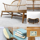 アーコール Ercol No.499 3Pソファ 3シーター キドニーシェイプ シート スカイブルー ファブリック ビーチ材 UKビンテージ 英国家具 ●