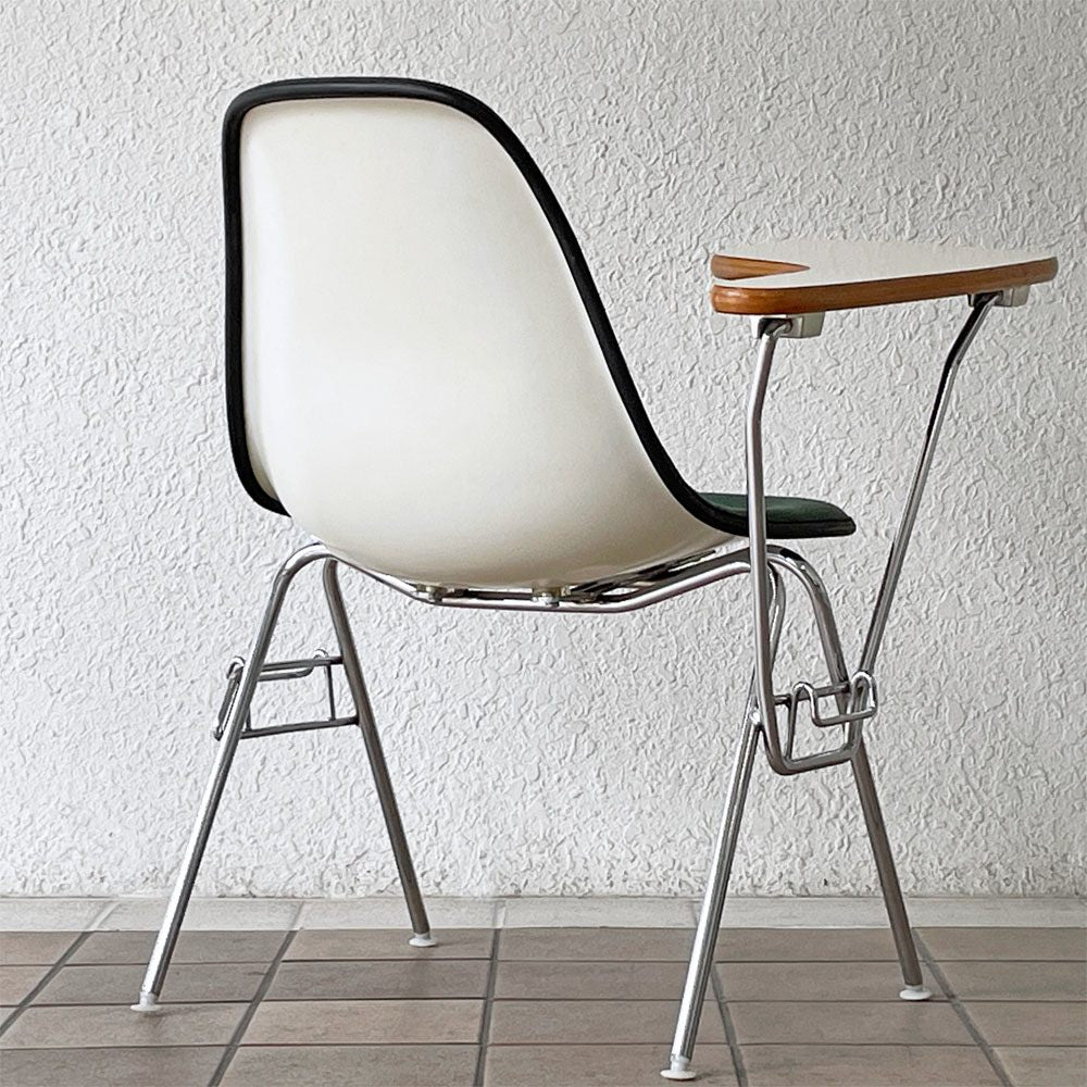 ハーマンミラー Herman Miller サイドシェルチェア セカンド 2nd ビンテージ アプホルスター スクールベース 肘掛けテーブル付 イームズ ミッドセンチュリー C ◇