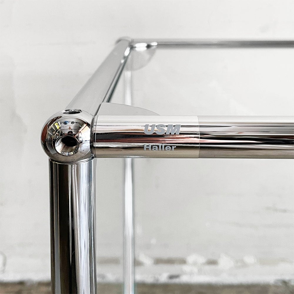 ユーエスエムハラー USMハラー USM Haller モジュラーファニチャー キャビネット シェルフ 2列1段 W152cm ガラスパネル スイス ■