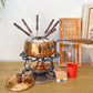 ストックリ Stockli netstal チーズフォンデュセット 槌目 銅製 片手鍋＆スタンド＆フォーク2種類 計12点 スイス 未使用保管品 ★