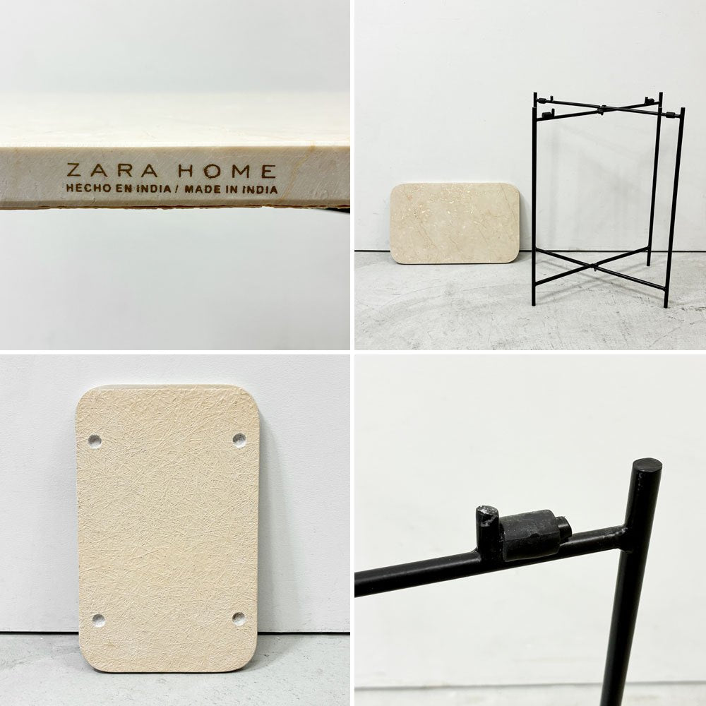 ザラホーム ZARAHOME マーブルトップ サイドテーブル 大理石天板 スチールレッグ ブラック W44 x D49 cm ラグジュアリーモダン ●