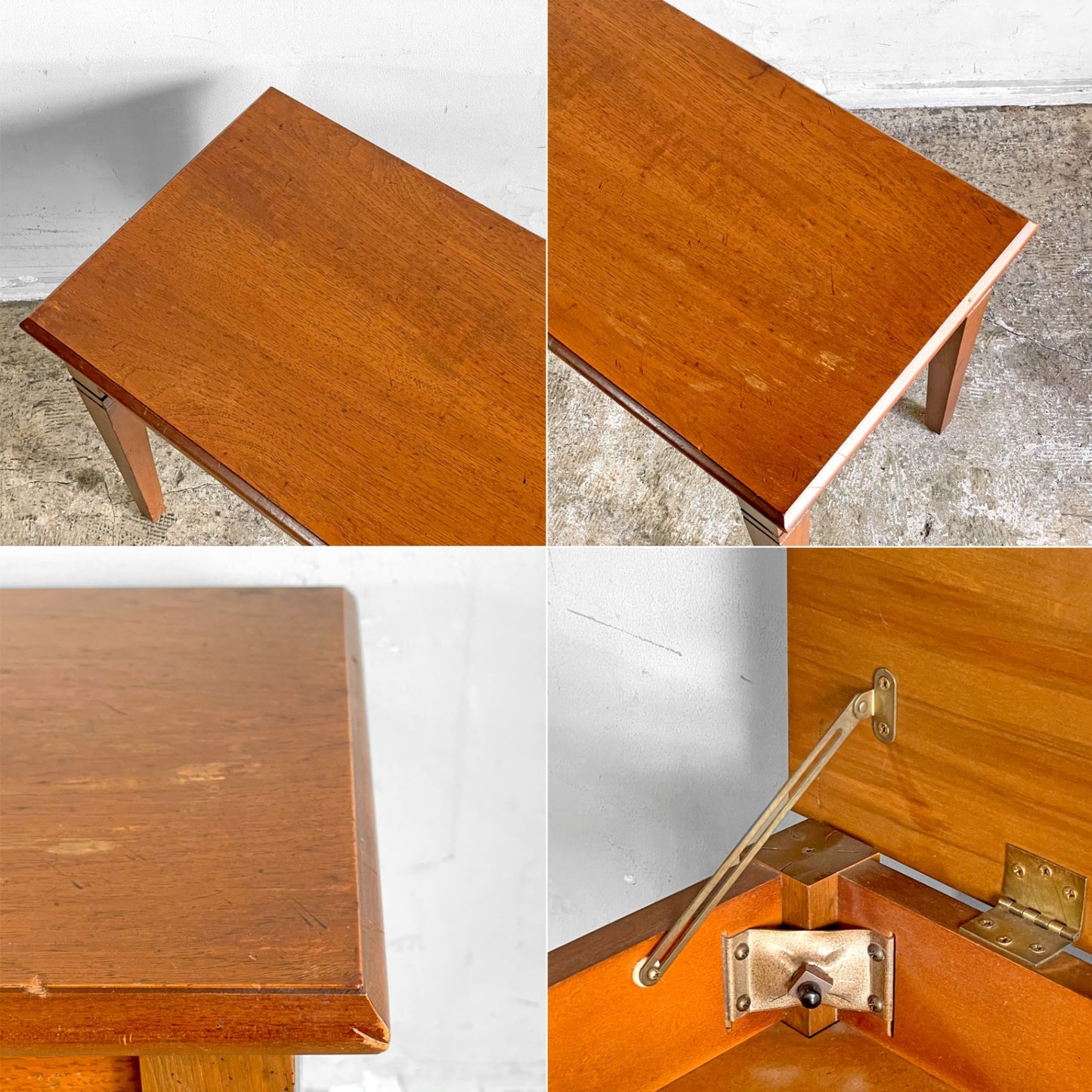 ビンテージ vintage 木製テーブルベンチ 天板収納付き W76.5cm ■