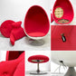 ヘンリックソーラーセン Henrik Thor-Larsen オヴァリアエッグチェア Ovalia Egg Chair FRP ホワイト×レッド ステレオスピーカー内蔵 オットマン付き ビンテージ スペースエイジ ●