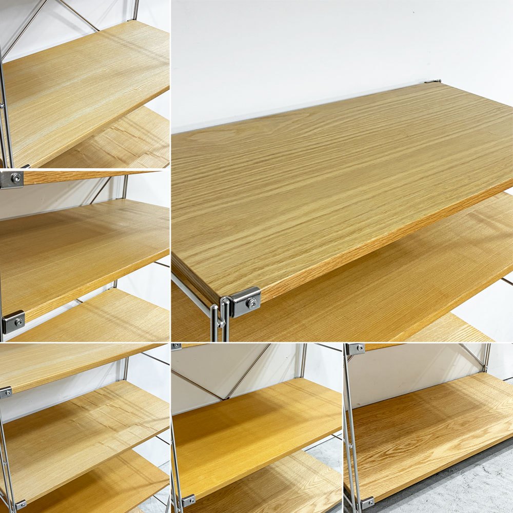 無印良品 MUJI ステンレスユニットシェルフ オーク材×タモ材 ワイド 大 W84 H175cm ナチュラルデザイン ●