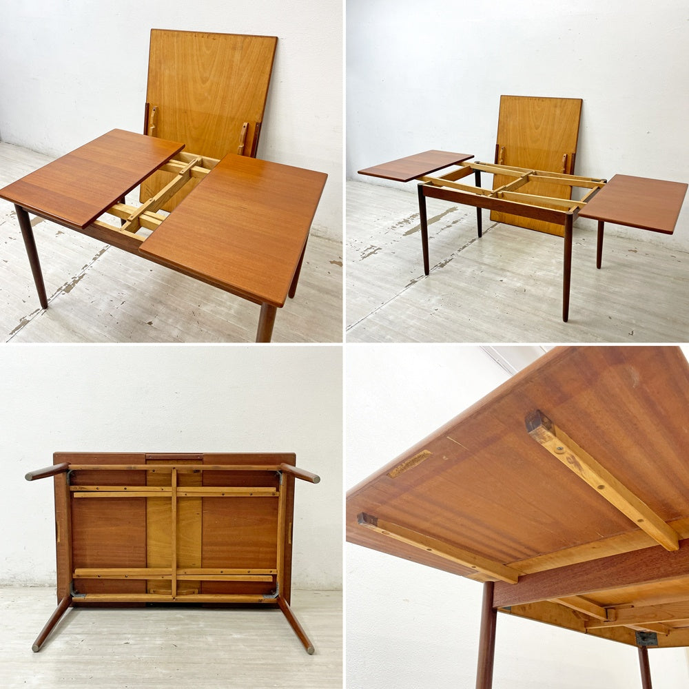 デンマークビンテージ Danish Vintage エクステンション EX ダイニングテーブル W120-212cm チーク材 伸長式 ドローリーフ式 北欧家具 ●