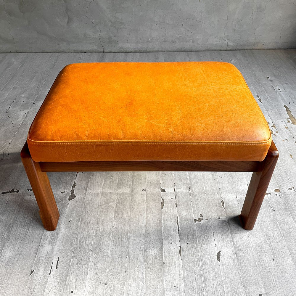 ナガノインテリア NAGANO INTERIOR リアル REAL ツムギ スツール tsumugi stool オットマン ウォールナット無垢材 本革 レザー ♪