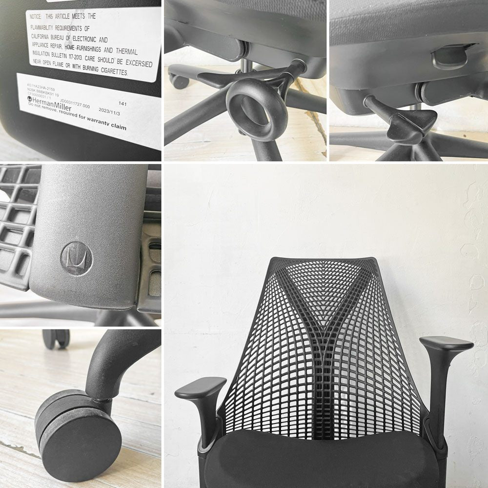 ハーマンミラー Herman Miller セイルチェア SAYL CHAIR デスクチェア オフィスチェア ミドルバック ブラック イヴ・ベアール ★