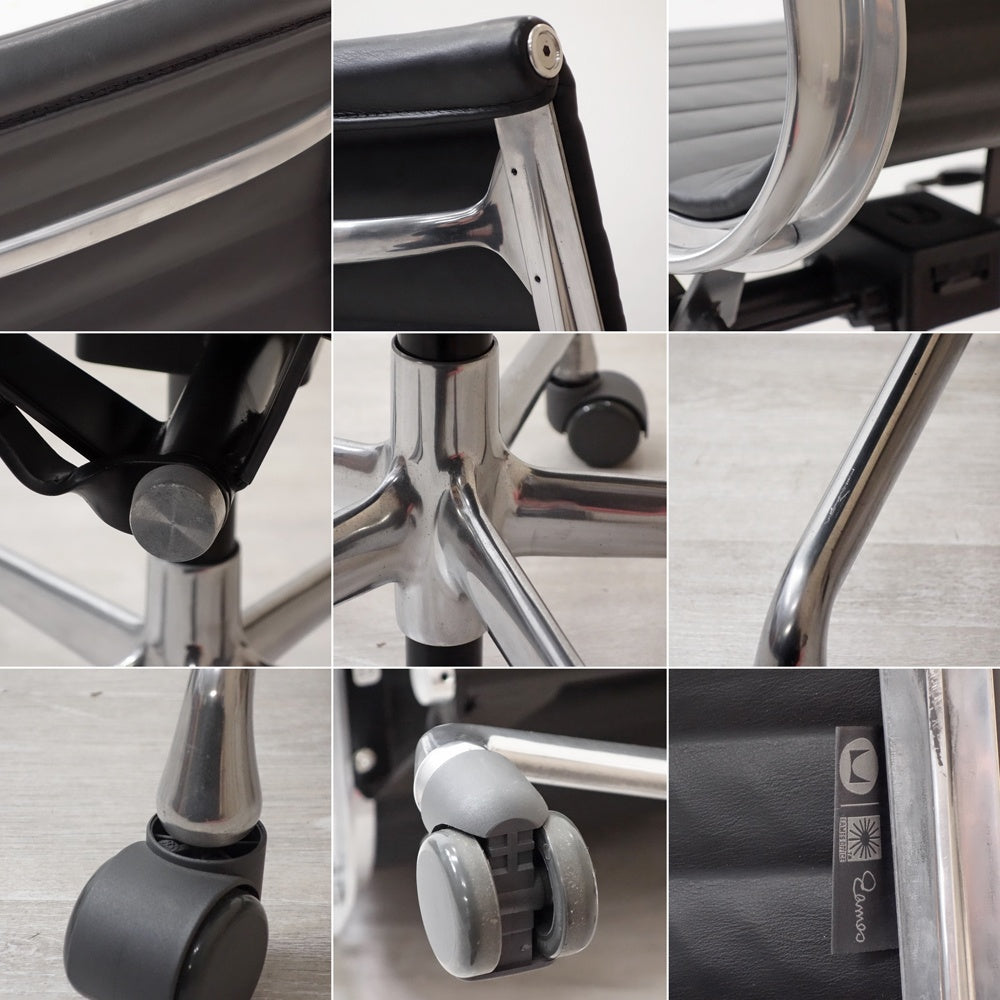 ハーマンミラー Herman Miller イームズアルミナムグループチェア マネージメントチェア アルミバフベース ガス圧昇降仕様 5本脚 キャスタータイプ 本革 イームズ A ●