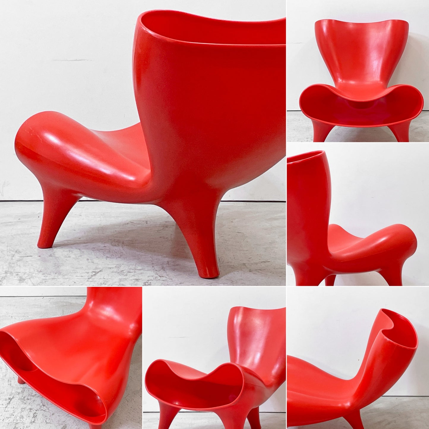 マーク・ニューソン Marc Newson オルゴンチェア Orgone chair ポリプロピレン製 レッド ラウンジチェア 希少 ●