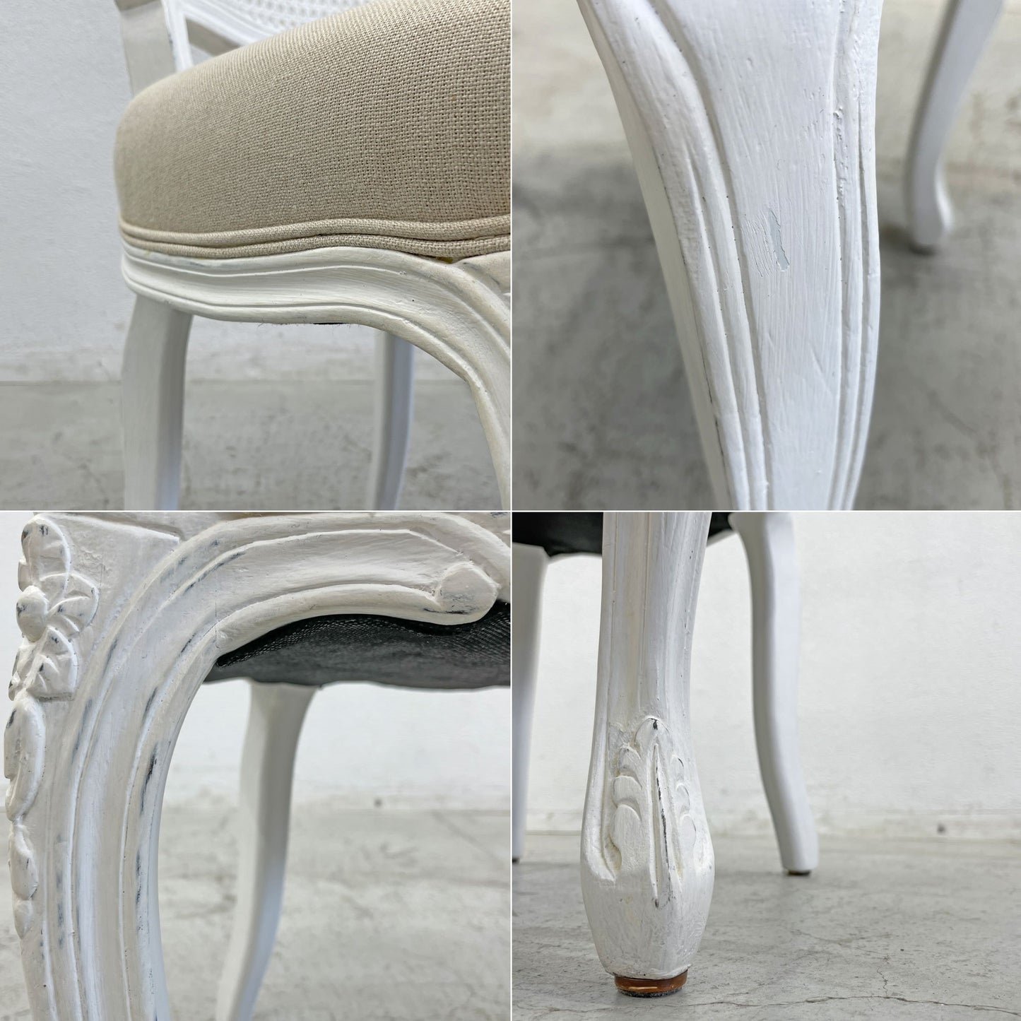 サラグレース Sarah Grace SGD デビュー ダイニングチェア DEBUT DINING CHAIR CHARM BD WHITE&NATURAL LINEN ラタンバック アンティーク風 オーク材 参考価格約55,000円 D〓