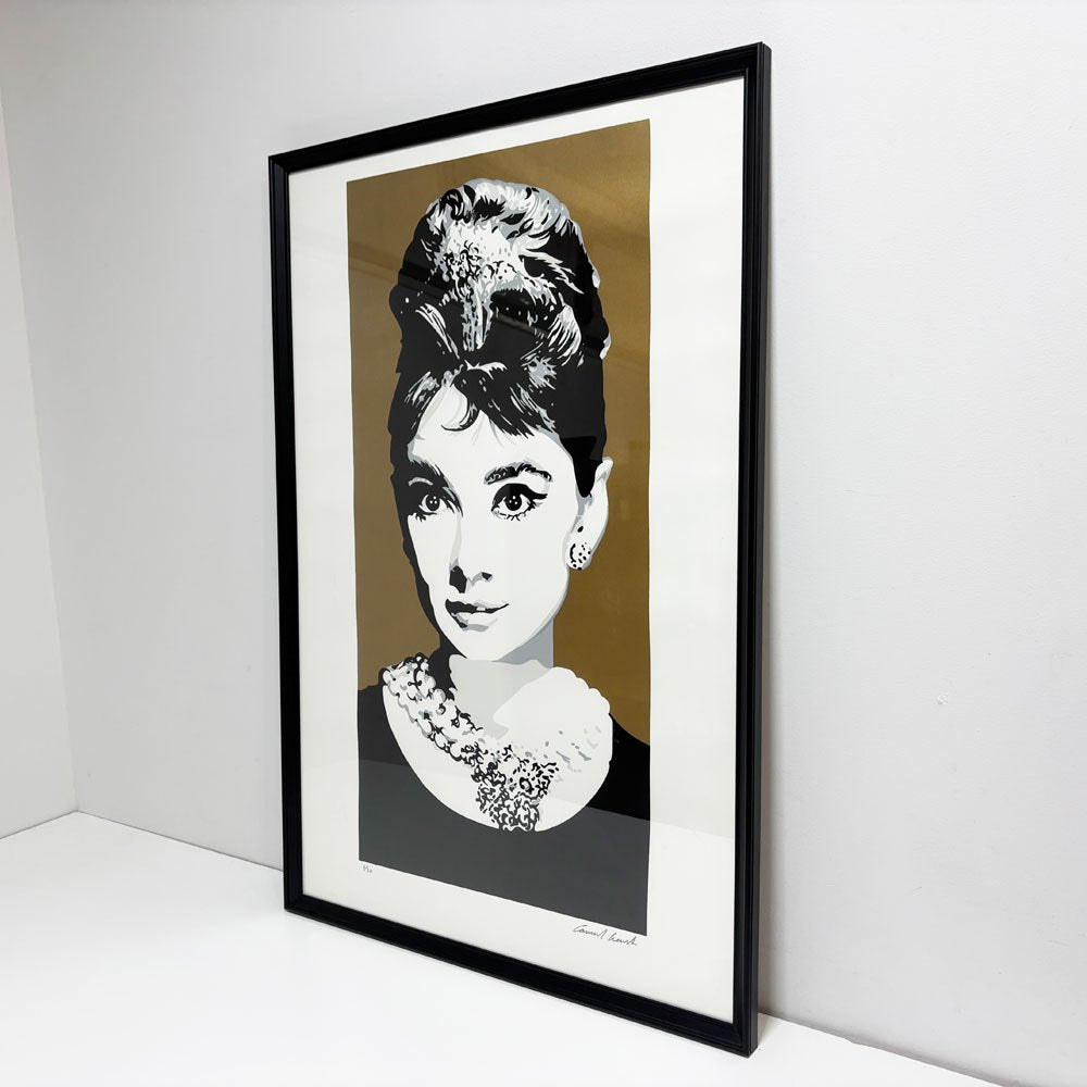 コンラッドリーチ CONRAD LEACH オードリー・ヘップバーン Audrey Hepburn シルクスクリーン アートフレーム ポスター ポップアート 5/30 希少 40×81.5cm(スクリーンサイズ) 額装品 ゴールド ●