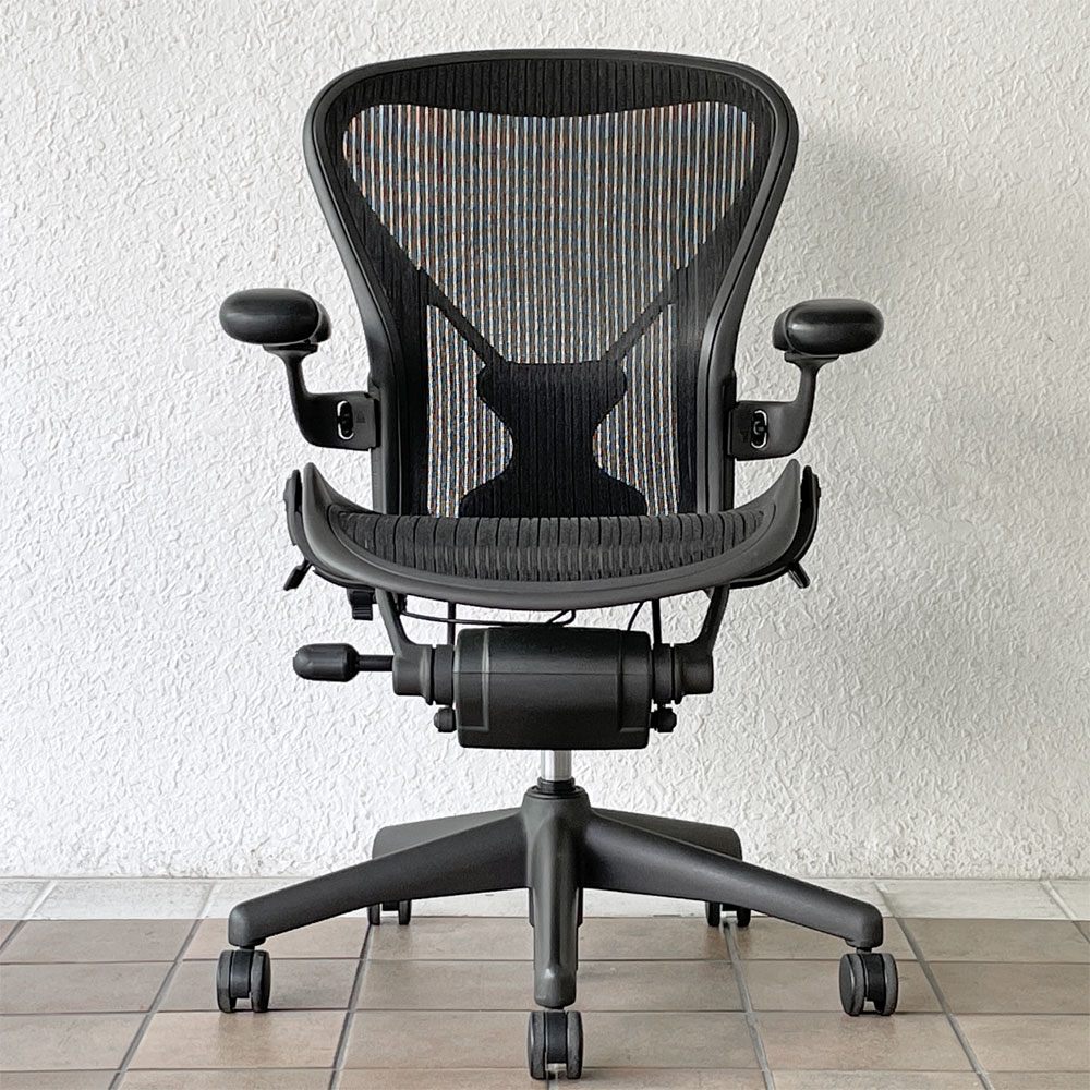 ハーマンミラー Herman Miller アーロンチェア クラシック Bサイズ ポスチャーフィット フル装備 グラファイトベース デスクチェア オフィスチェア ◇