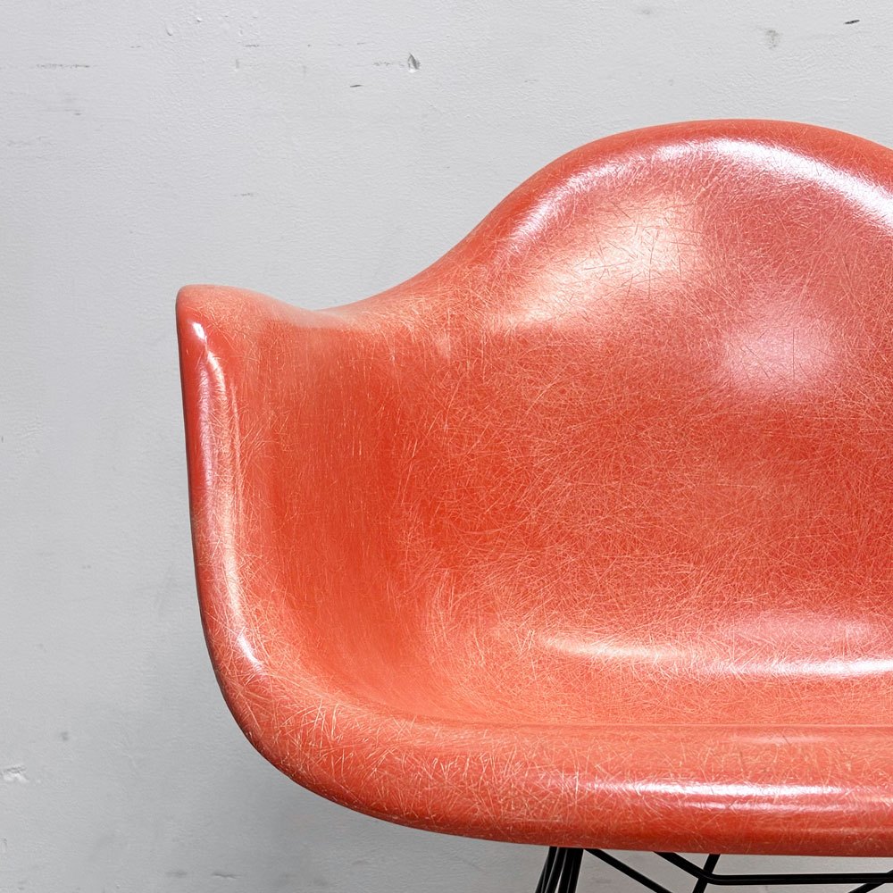 ハーマンミラー Herman Miller 2ndビンテージ アームシェルチェア FRP製 レッドオレンジ ロッカーベース C&R イームズ ミッドセンチュリー  ●